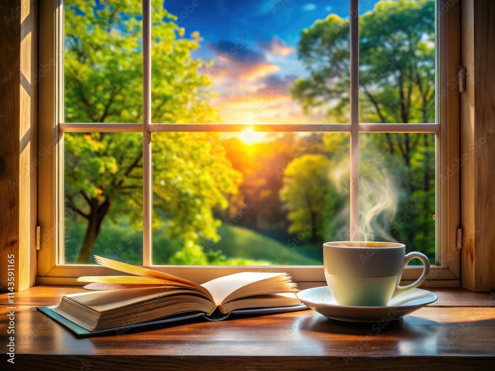 Immerse yourself in a calming 4K loop: coffee, book, morning light streaming through a window. Immerse yourself in a calming 4K loop: coffee, book, morning light streaming through a window.