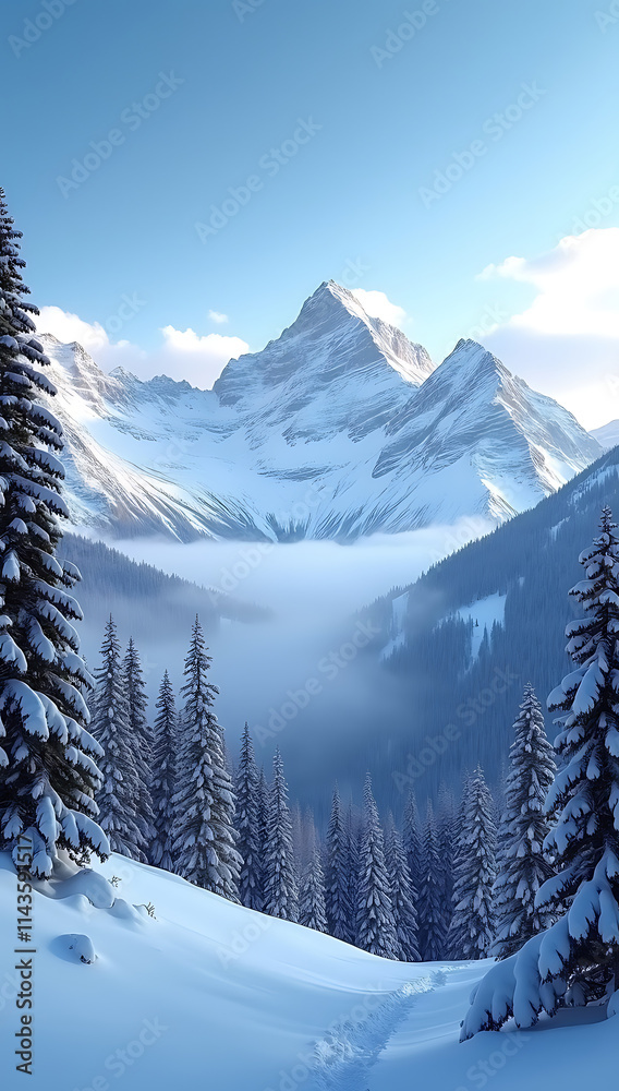 “Rocky Mountains in Winter” – A majestic view of snow-covered Rocky Mountains with towering peaks, dense pine forests, and a bright blue sky.
“Rocky Mountains in Winter” – A majestic view of snow-covered Rocky Mountains with towering peaks, dense pine forests, and a bright blue sky.