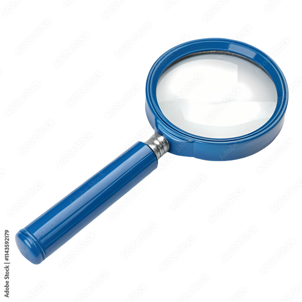 High-Quality 3D Render of a Vibrant Blue Magnifying Glass High-Quality 3D Render of a Vibrant Blue Magnifying Glass