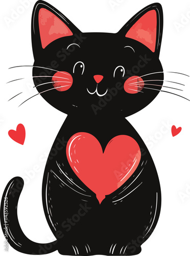 Cute cat cartoon vector on white