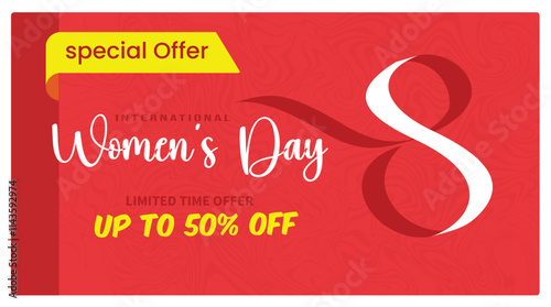 Advertisement International Women's Day Sale on March 8 with discount offers.