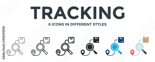 TRACKING icon in different style vector illustration. Designed in thin line, regular line, bold line, glyph, color fill, and flat style can be used for web