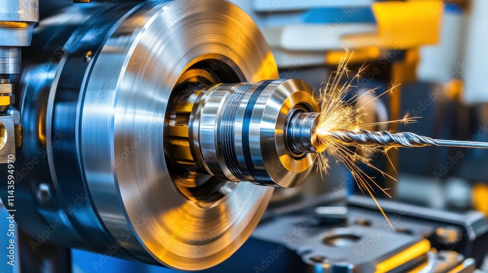 Obraz premium Precision Tool in Action with Sparks and Motion