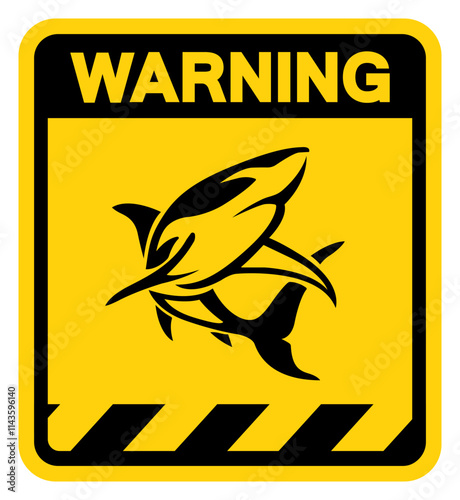 Shark Area Warning Sign, Vector Illustration, Isolate On White Background Label. EPS10
