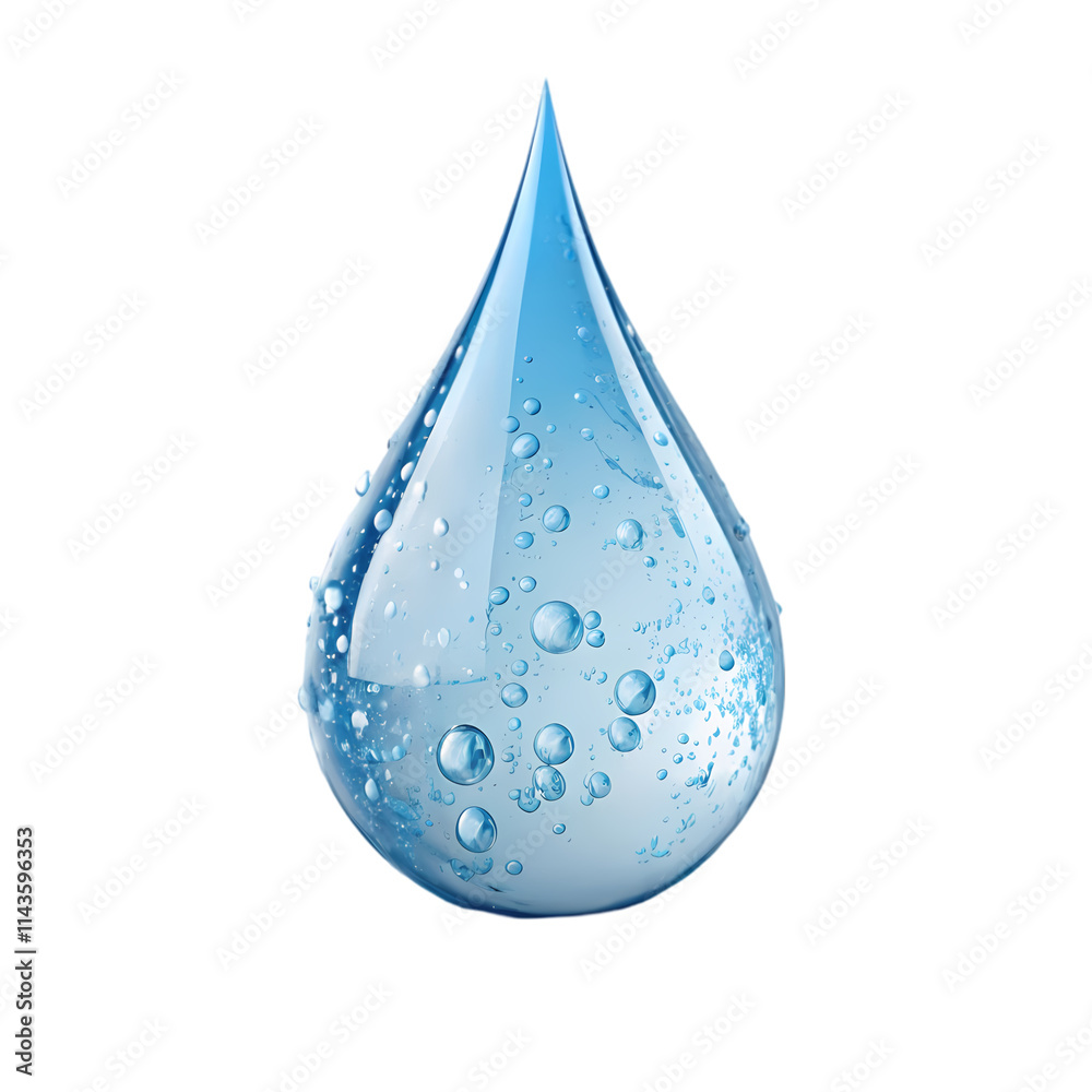 High-quality 3D render of a vibrant blue water droplet. High-quality 3D render of a vibrant blue water droplet.