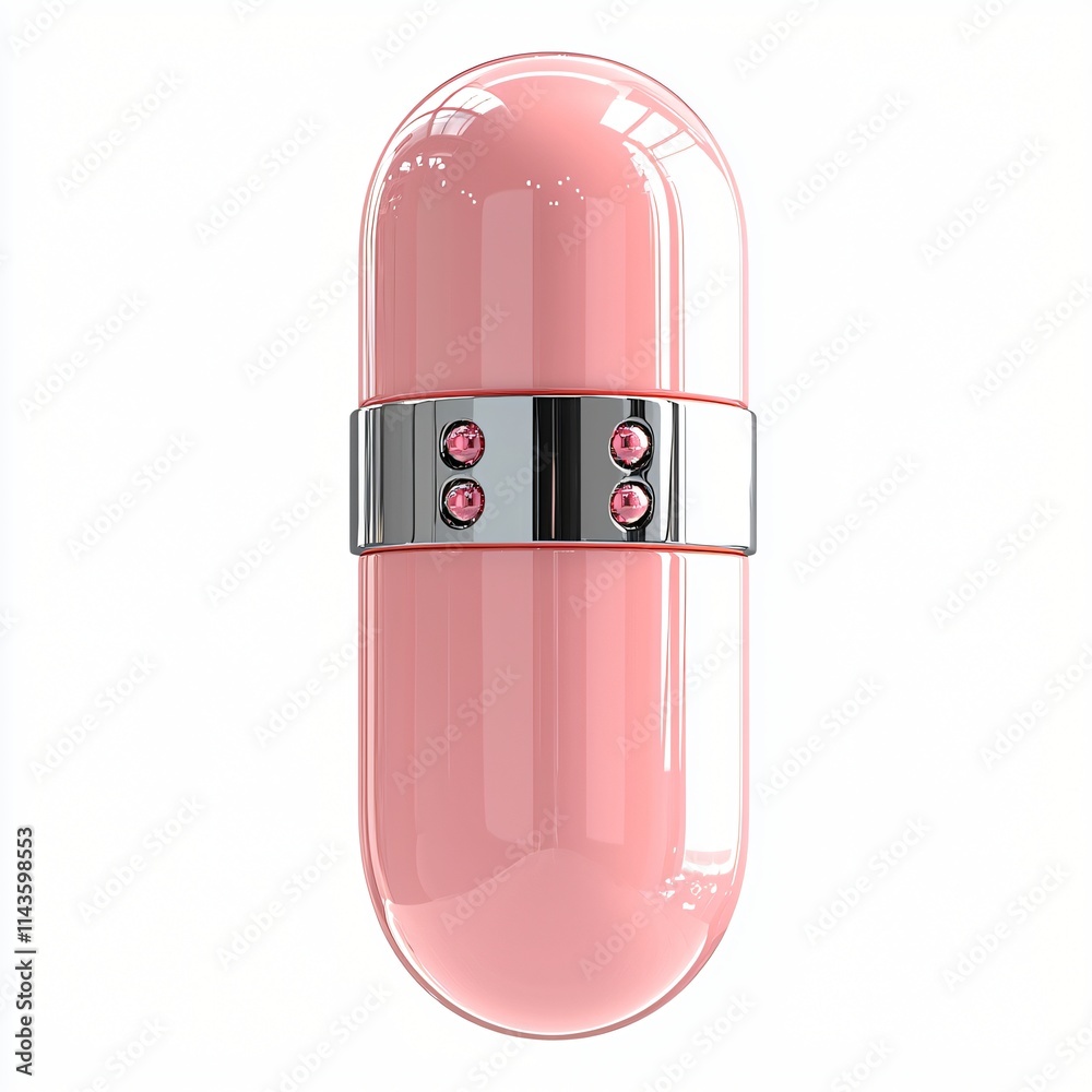 Pink Capsule with Chrome and Jewels Health Medicine Wellness Pink Capsule with Chrome and Jewels Health Medicine Wellness