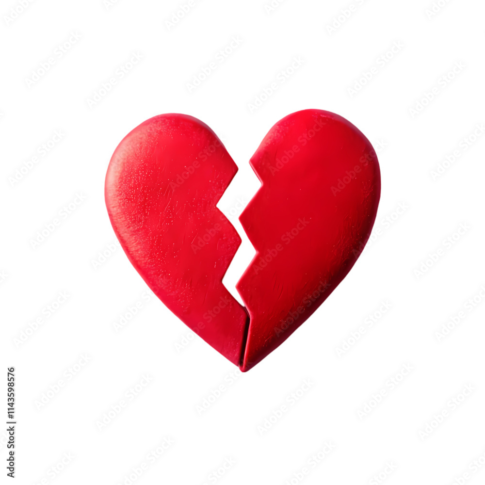 Broken heart symbol, a red heart divided into two pieces Broken heart symbol, a red heart divided into two pieces