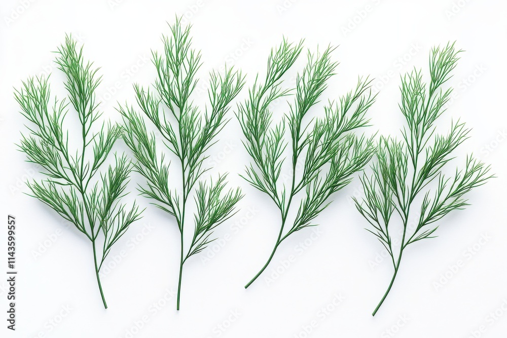 Obraz premium A realistic depiction of green pine tree branches isolated on a white background