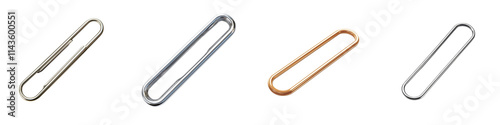 Assortment of Metallic Paperclips in Various Colors Including Silver Gold and Bronze Tones for Organizing Documents Securing Papers and Enhancing Desk Organization in the Workplace photo