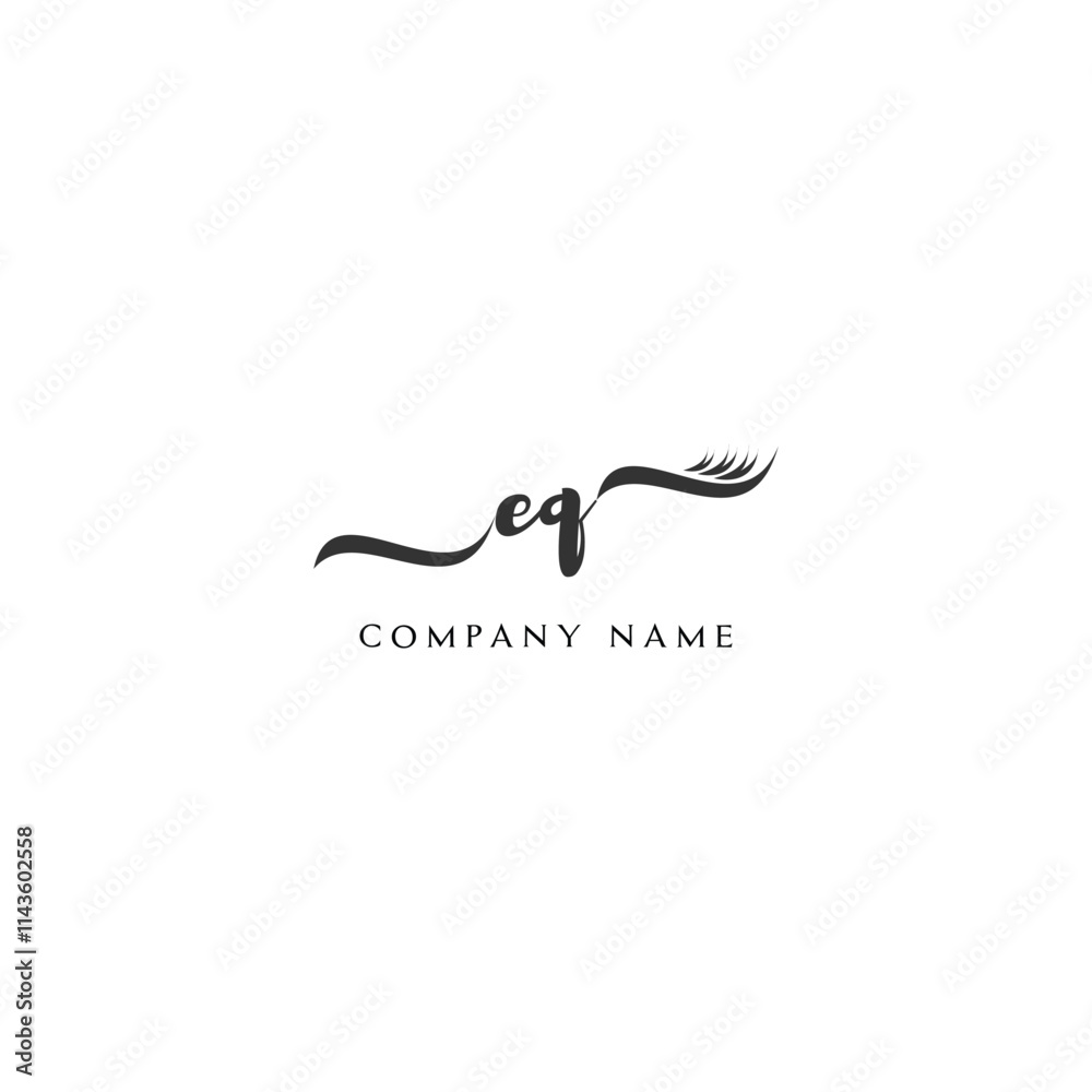 Minimalist EQ Logo Design with Abstract Feather Element Minimalist EQ Logo Design with Abstract Feather Element