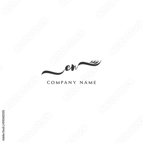 Minimalist EN Logo Design with Abstract Feather Element