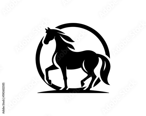 Horse logo design icon symbol vector illustration. Horse silhouette logo. Animal logo. photo