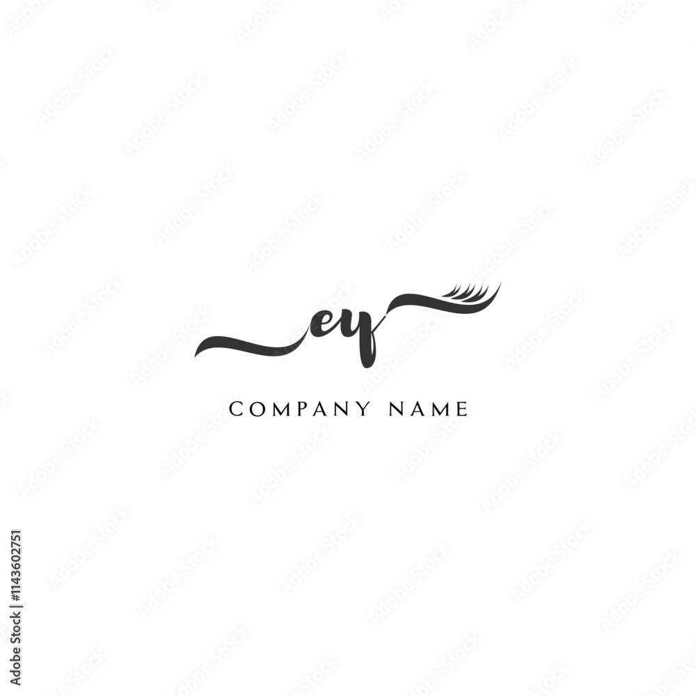 Minimalist EY Logo Design with Abstract Feather Element Minimalist EY Logo Design with Abstract Feather Element
