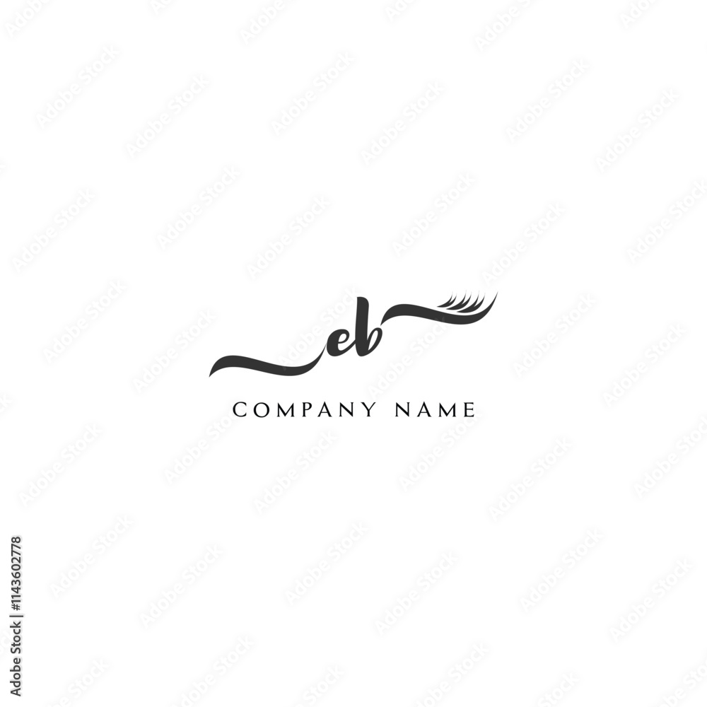 Minimalist EB Logo Design with Abstract Feather Element