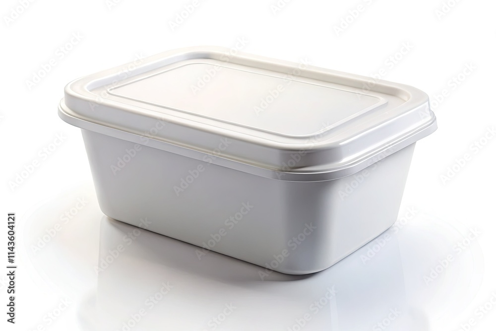 Studio-shot white plastic container, isolated on a clean background, subtly lit for a low-light aesthetic. Studio-shot white plastic container, isolated on a clean background, subtly lit for a low-light aesthetic.