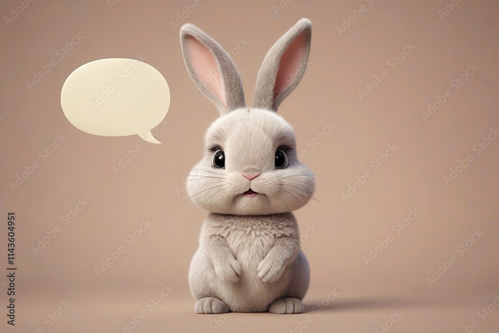 Obraz premium there is a white rabbit with a speech bubble in its mouth