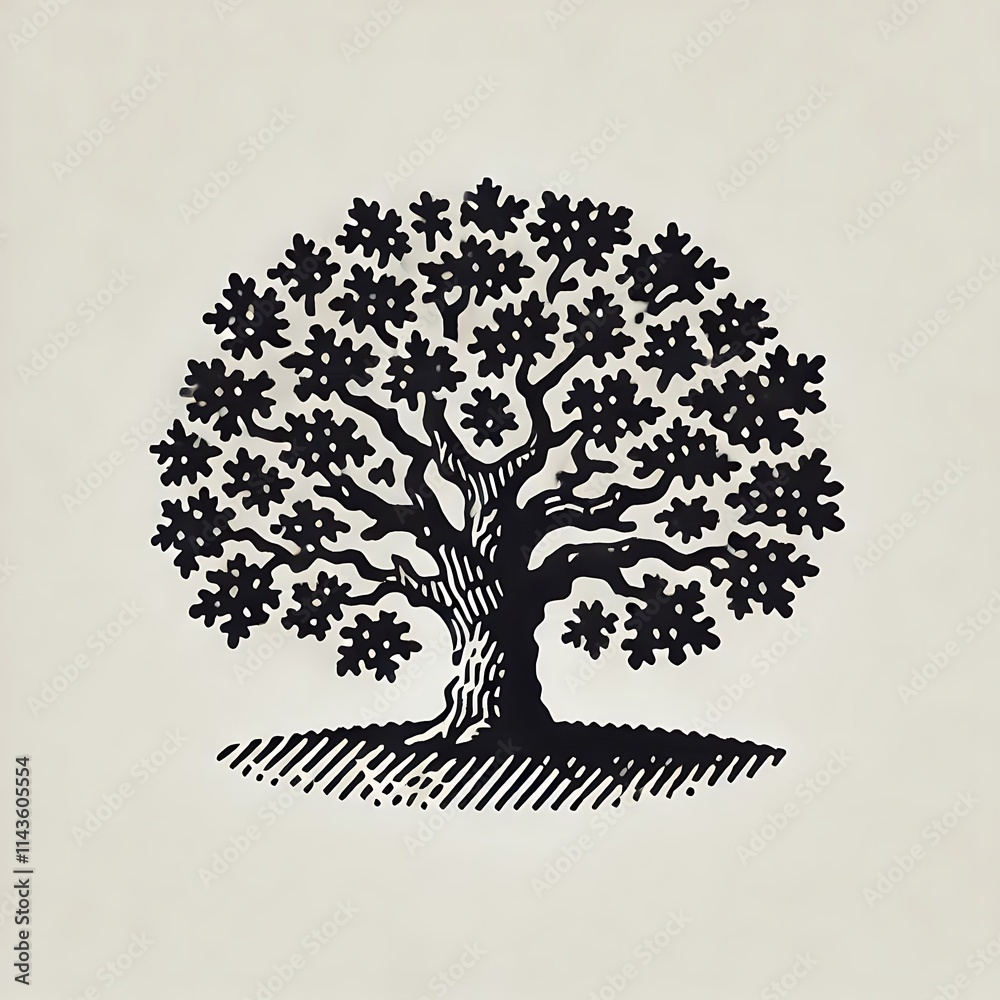 Fototapeta premium Stylized tree illustration with intricate branches.