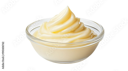 Creamy Mayonnaise Bowl Isolated on a White Background