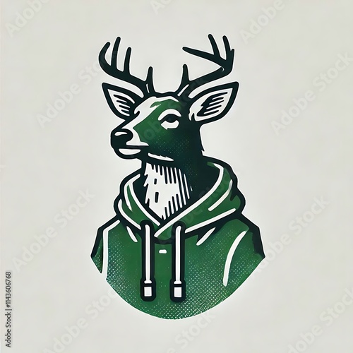 Stylized deer wearing a hoodie. photo