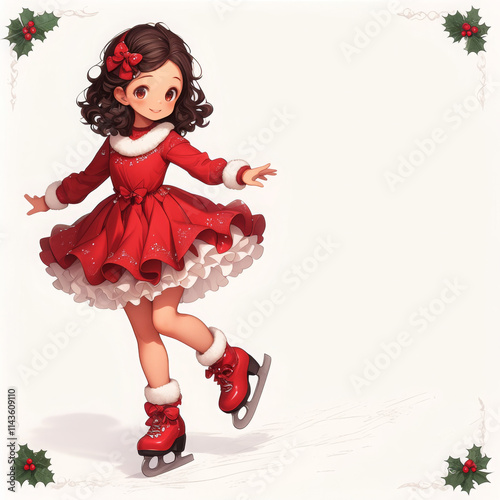 Christmas greeting cards -- Figure skating girls