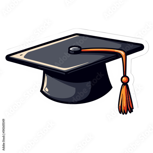 Graduation university or college black cap 3d icon illustration