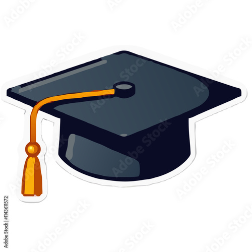raduation university or college black cap 3d realistic vector illustration isolated on white background
