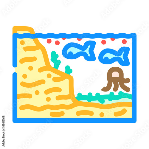 tide pool ecosystem world ocean color icon vector. tide pool ecosystem world ocean sign. isolated symbol illustration