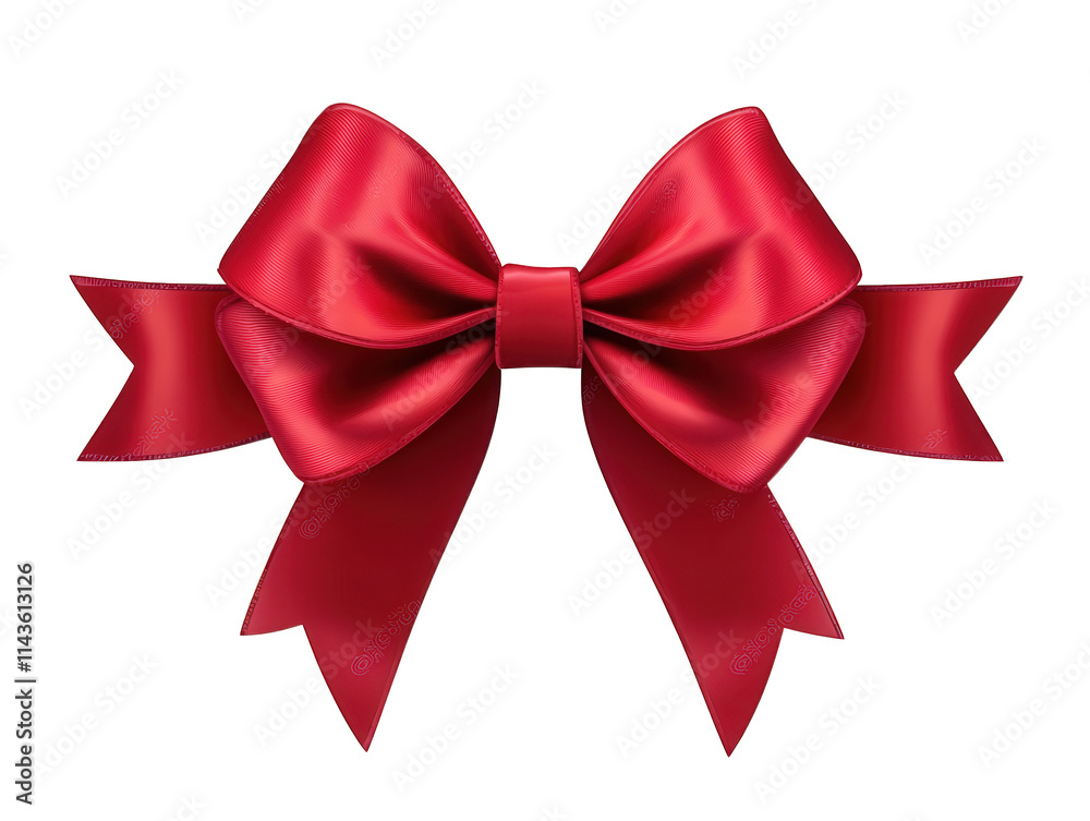Fototapeta premium a classic red satin bow with a simple design. isolated on a transparent background the bow is tied with a ribbon and has a soft. luxurious look