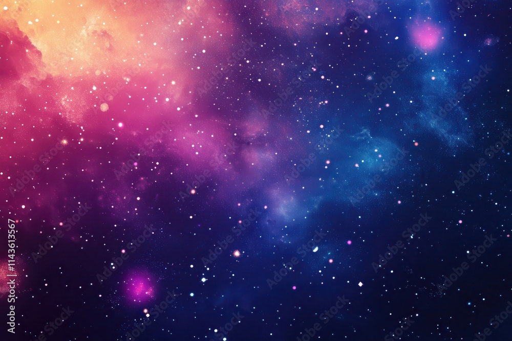 Naklejka premium A Starry Night Sky with Pink and Blue Nebulae