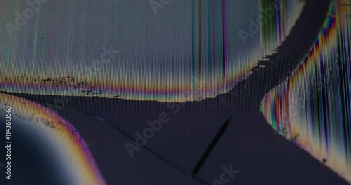 Glitch noise. Broken pixel. Partial screen shutdown digital crackle wave effect. Overlay damaged glass texture of fractured computer TV plasma surface.