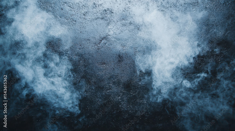 Obraz premium wet_asphalt_reflecting_faint_white_light_smoke_swirlin