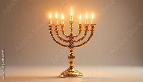 Luxury golden menorah with intricate detailing photo