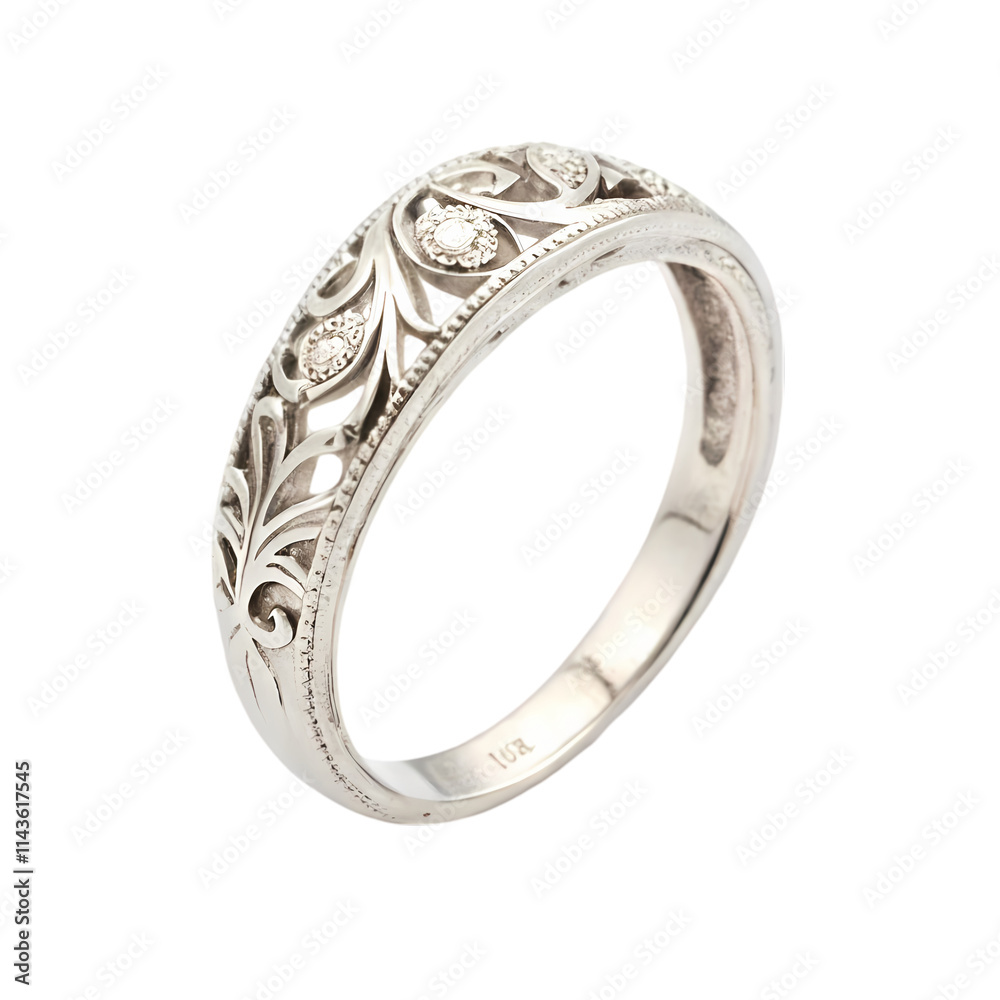 Elegant filigree ring with sparkling diamonds. Elegant filigree ring with sparkling diamonds.