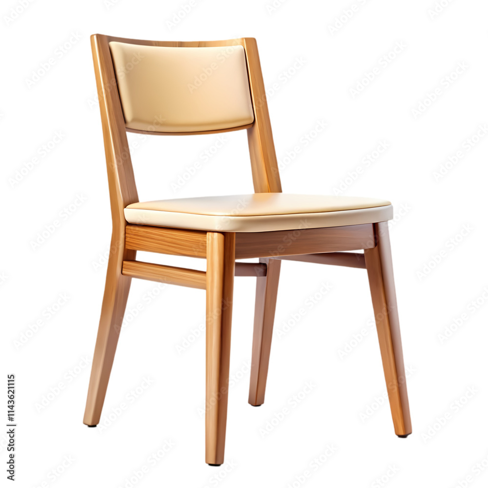 Elegant Wooden Dining Chair with Light Beige Upholstery Elegant Wooden Dining Chair with Light Beige Upholstery