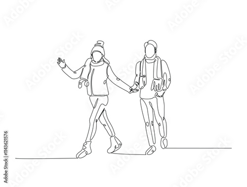 Wallpaper Mural Continuous line drawing art of fashion model wear jacket in winter season. Fashion concept single line illustration. Torontodigital.ca