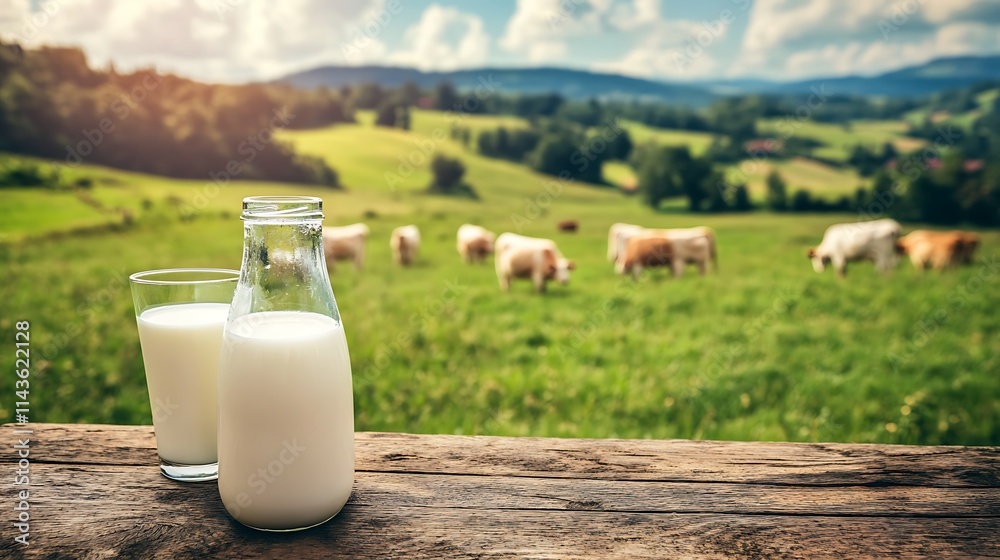 Fresh Milk from Happy Cows in a Picturesque Farmland Fresh Milk from Happy Cows in a Picturesque Farmland