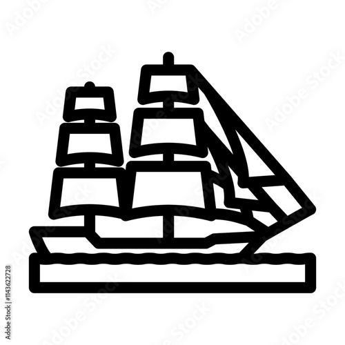 caravel ancient ship line icon vector. caravel ancient ship sign. isolated contour symbol black illustration