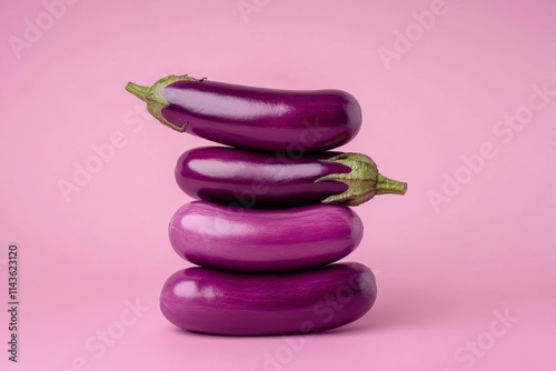 Stacked Eggplants in Vibrant Purple Hues photo