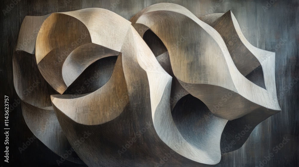 Abstract Wooden Sculpture with Interlocking Forms Abstract Wooden Sculpture with Interlocking Forms