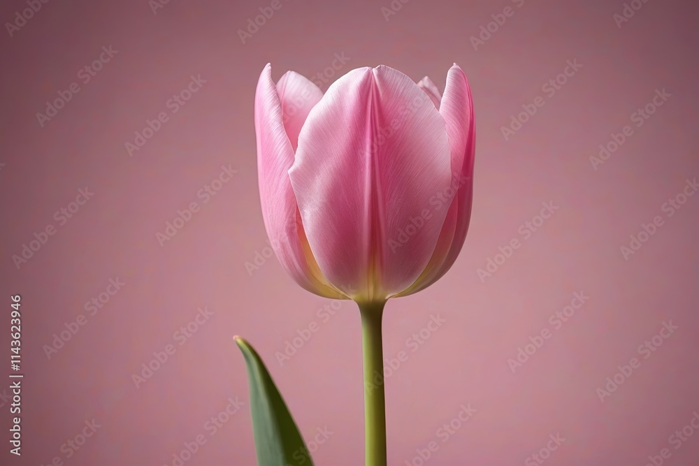 Fototapeta premium there is a pink tulip that is in a vase