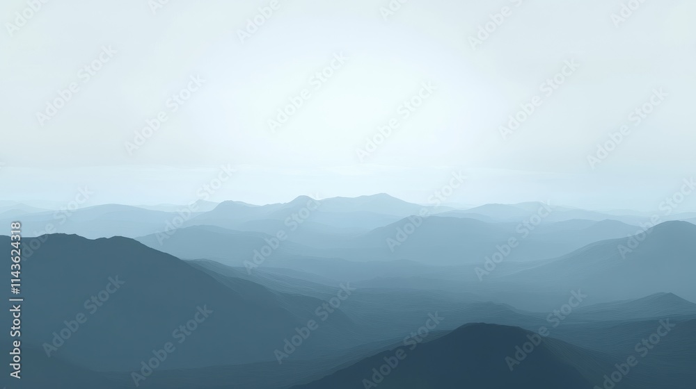 Misty blue mountains layered ridges atmospheric perspective hazy landscape Misty blue mountains layered ridges atmospheric perspective hazy landscape