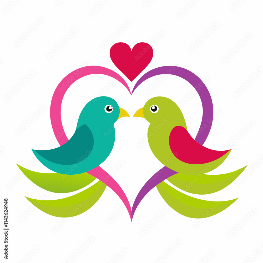 Fototapeta premium Enchanting Love Birds A Romantic Tale Unfolds