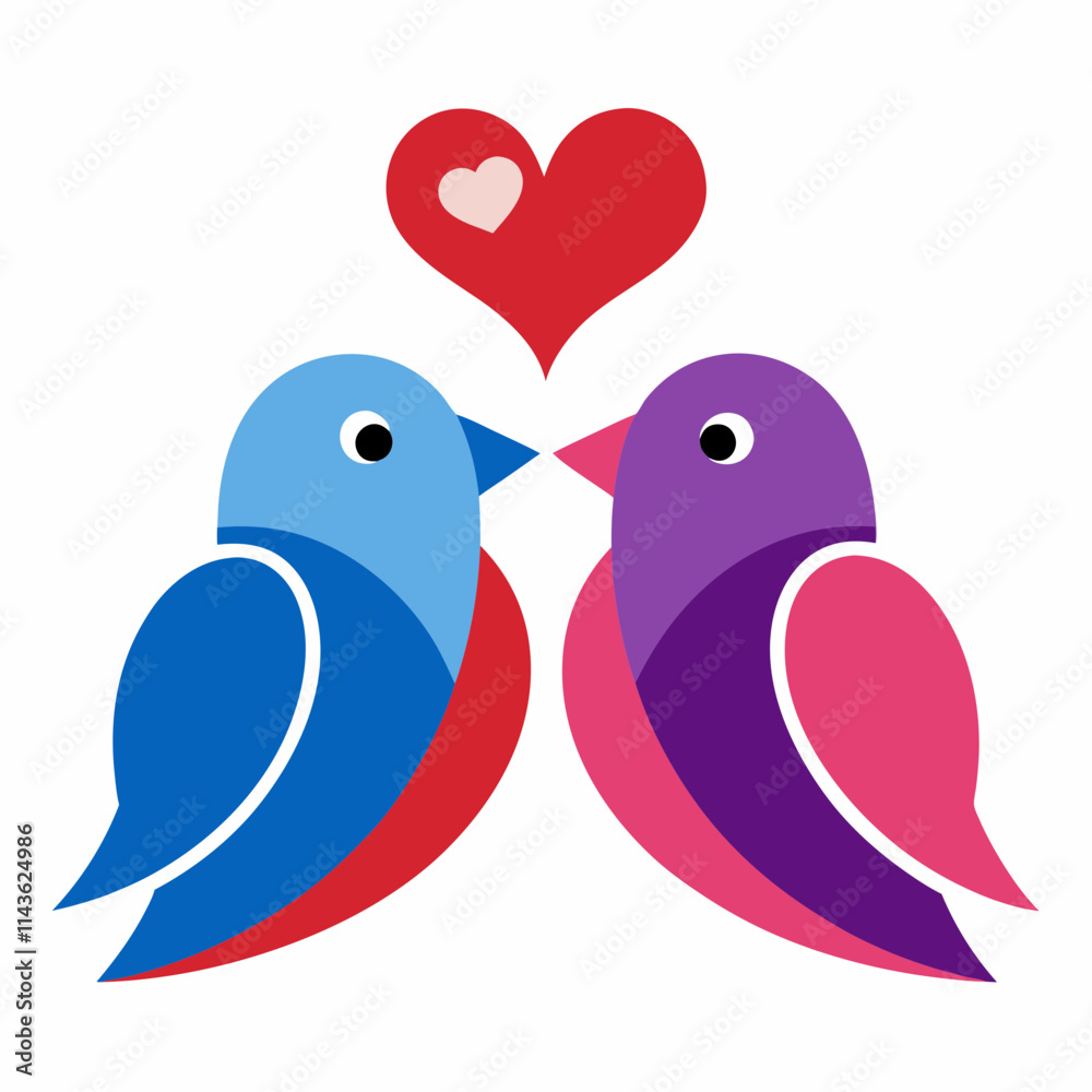 Obraz premium Enchanting Love Birds A Romantic Tale Unfolds