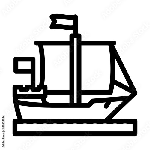 cog ancient ship line icon vector. cog ancient ship sign. isolated contour symbol black illustration