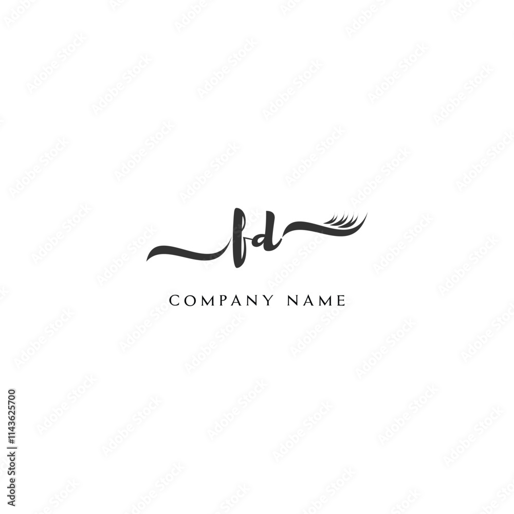 Minimalist FD Logo Design with Abstract Feather Element Minimalist FD Logo Design with Abstract Feather Element