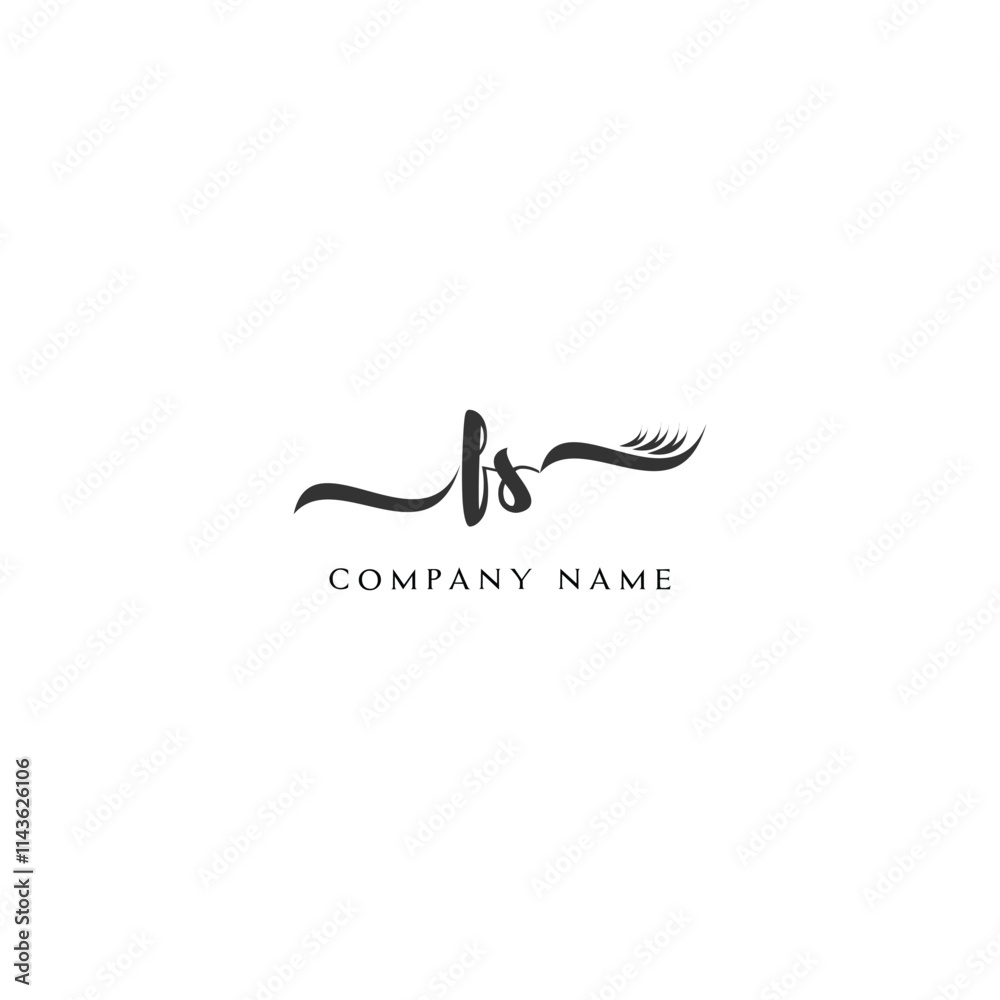 Minimalist FS Logo Design with Abstract Feather Element Minimalist FS Logo Design with Abstract Feather Element