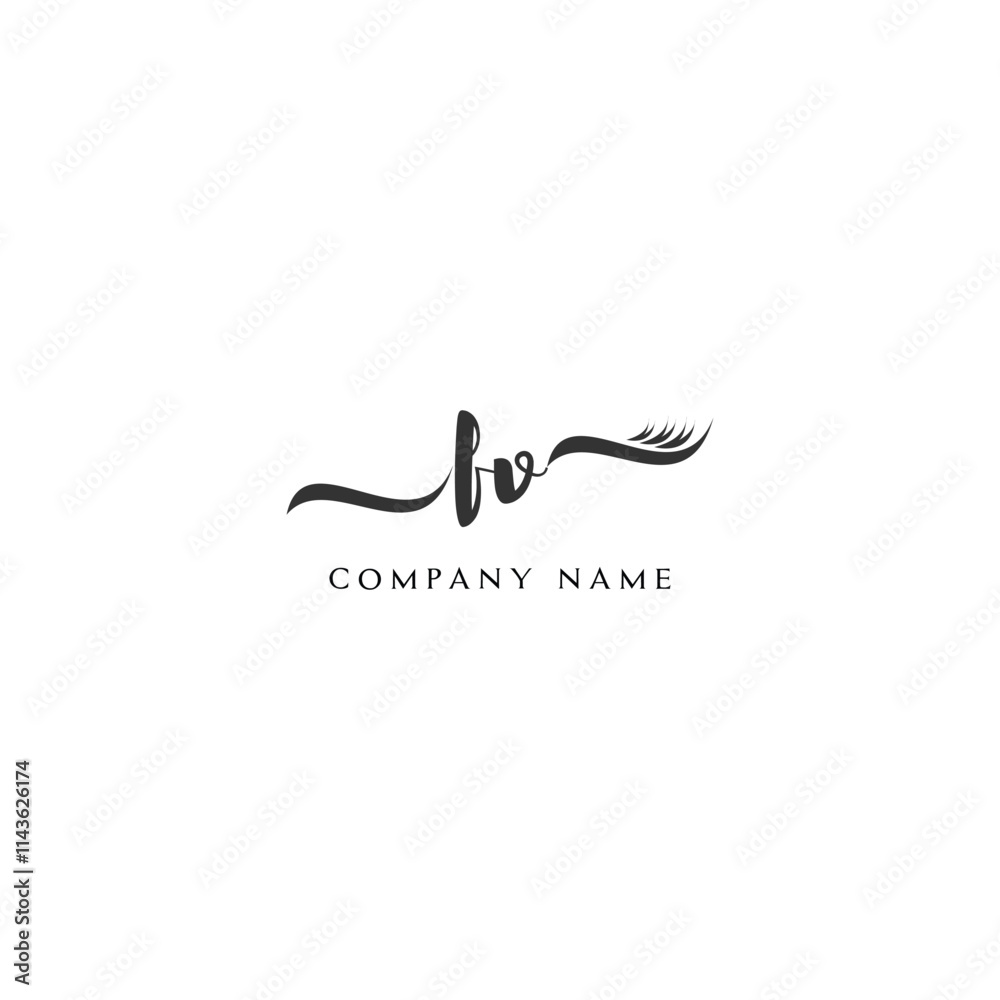 Minimalist FV Logo Design with Abstract Feather Element Minimalist FV Logo Design with Abstract Feather Element