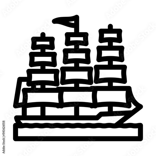 barque ancient ship line icon vector. barque ancient ship sign. isolated contour symbol black illustration