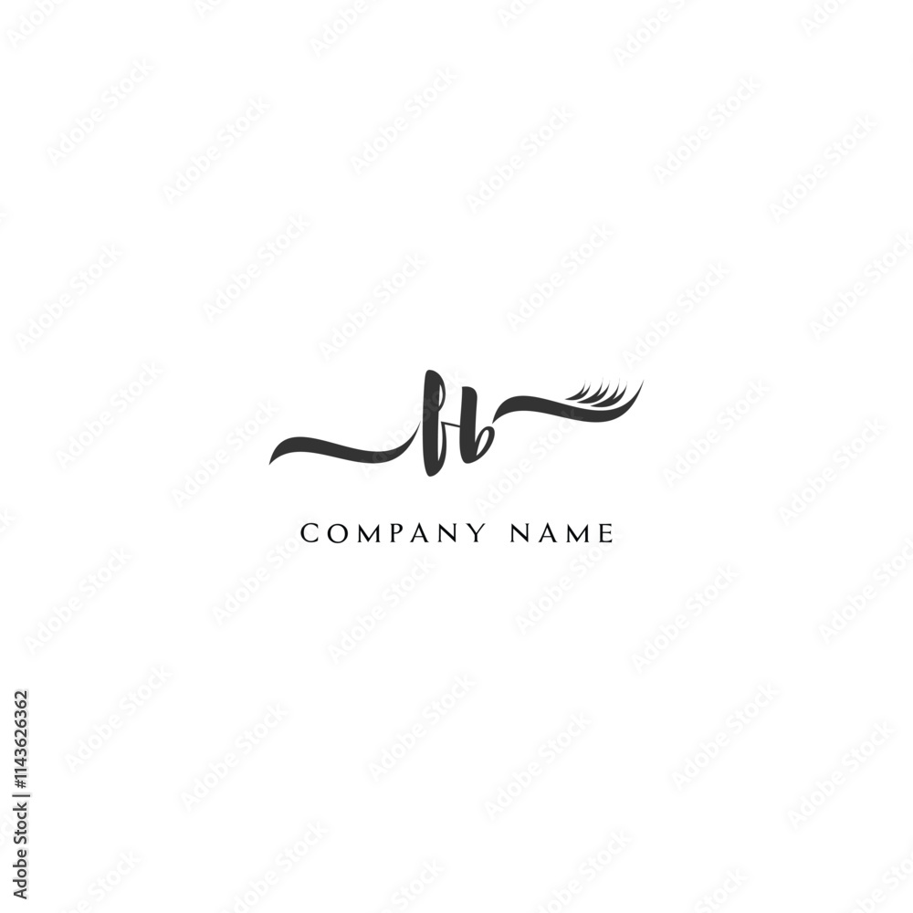 Minimalist FB Logo Design with Abstract Feather Element Minimalist FB Logo Design with Abstract Feather Element