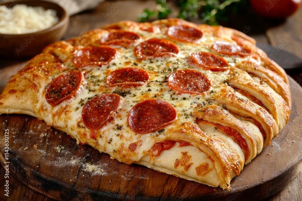 Gourmet Pepperoni Pizza with a Unique Design Gourmet Pepperoni Pizza with a Unique Design